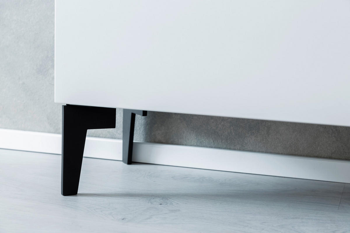 SCHUHKIPPER - Weiss/Anthrazit, Design, Holzwerkstoff/Metall (60/116/30cm) - Moderano