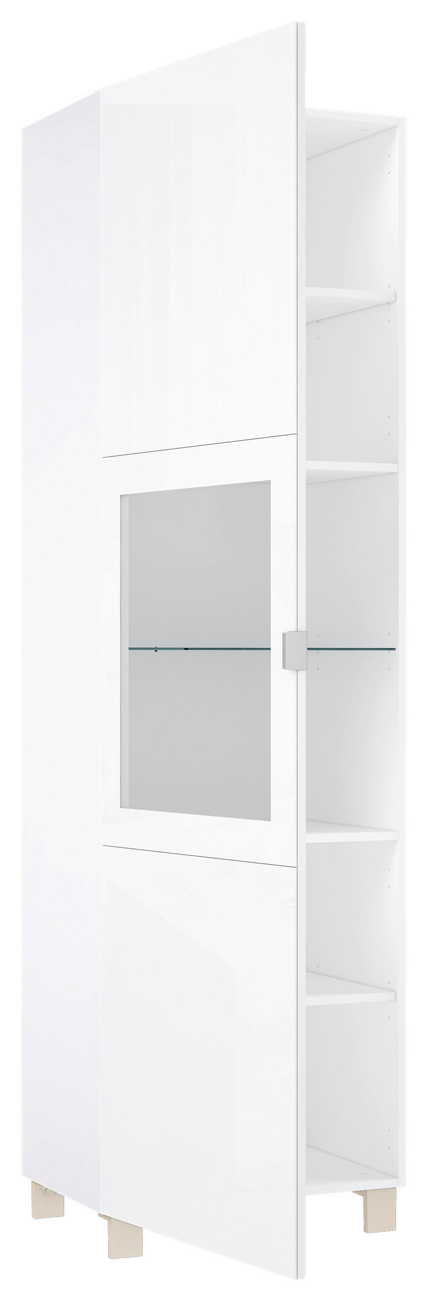 VITRINE in Weiß  - Edelstahlfarben/Champagner, Design, Glas/Holzwerkstoff (60/203,5/41,5cm) - Hom`in