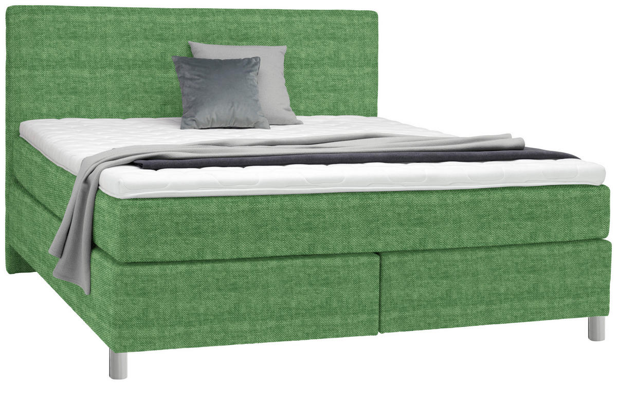 BOXSPRINGBETT 200/200 cm  in Grün  - Chromfarben/Grün, KONVENTIONELL, Kunststoff/Textil (200/200cm) - Voleo