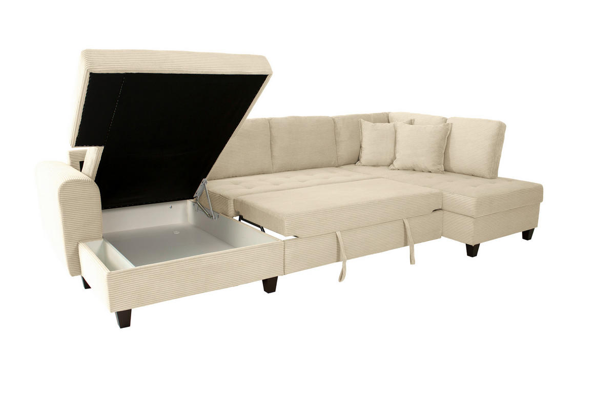 WOHNLANDSCHAFT MORITZ Creme Cord  - Creme, Trend, Textil (155/324/178cm) - P & B