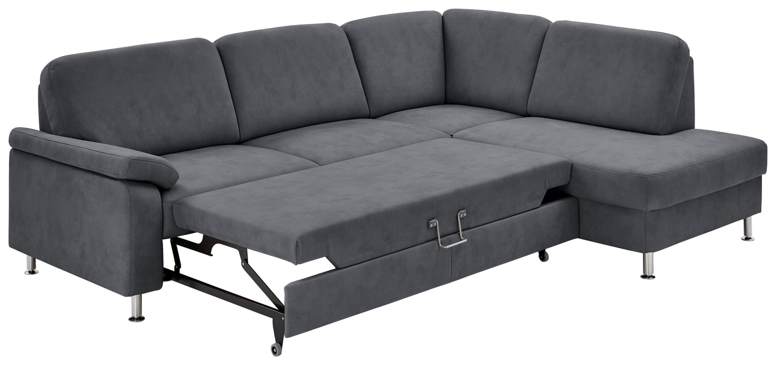 ECKSOFA Rostock Anthrazit Mikrofaser  - Anthrazit, Design, Textil/Metall (266/202cm) - Beldomo System
