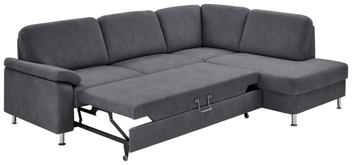 ECKSOFA in Mikrofaser Anthrazit  - Anthrazit, Design, Textil/Metall (266/202cm) - Beldomo System