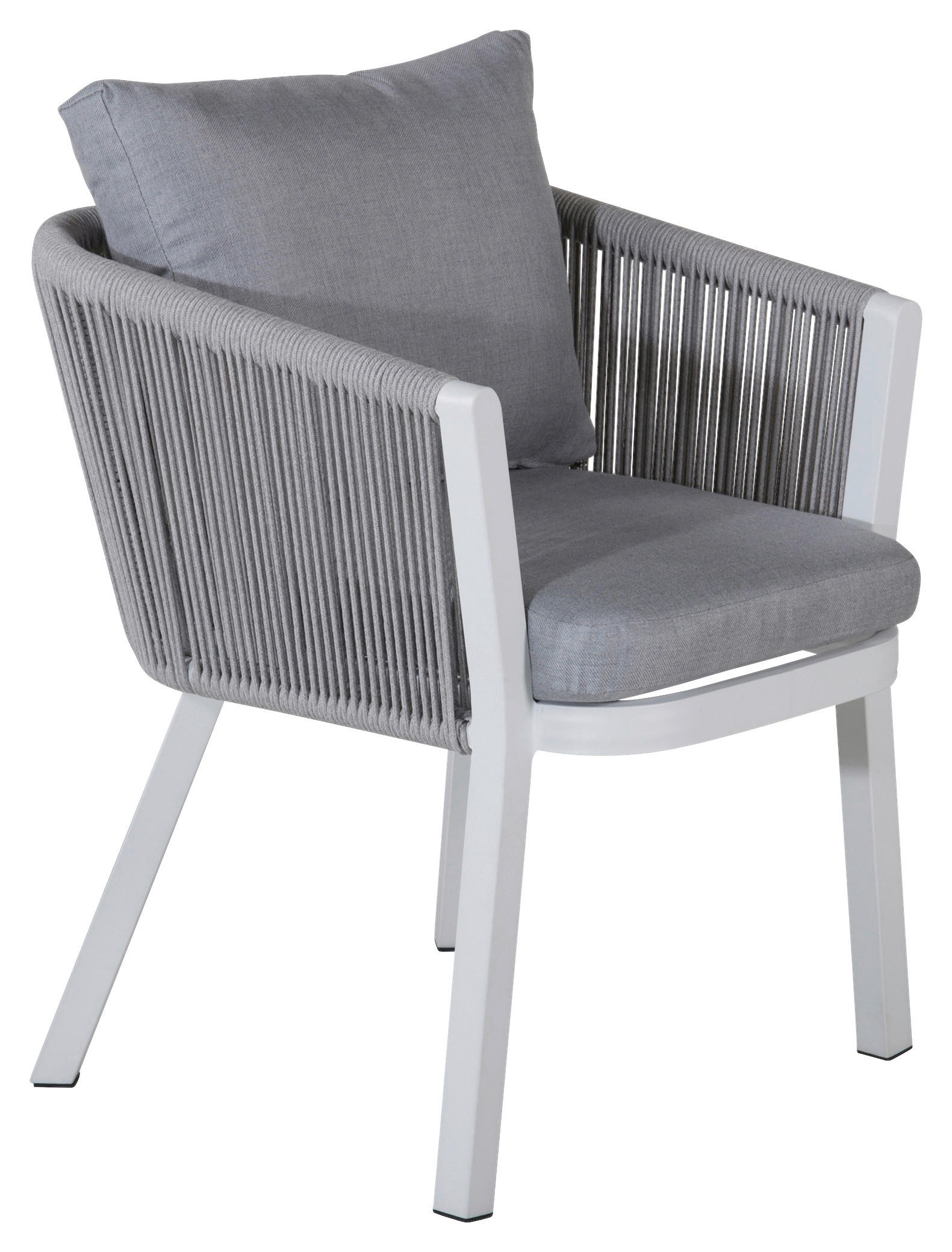 GARTENSTUHL-SET Metall, Textil Grau, Weiß  - Weiß/Grau, KONVENTIONELL, Textil/Metall (60/73/63cm) - Gardenson