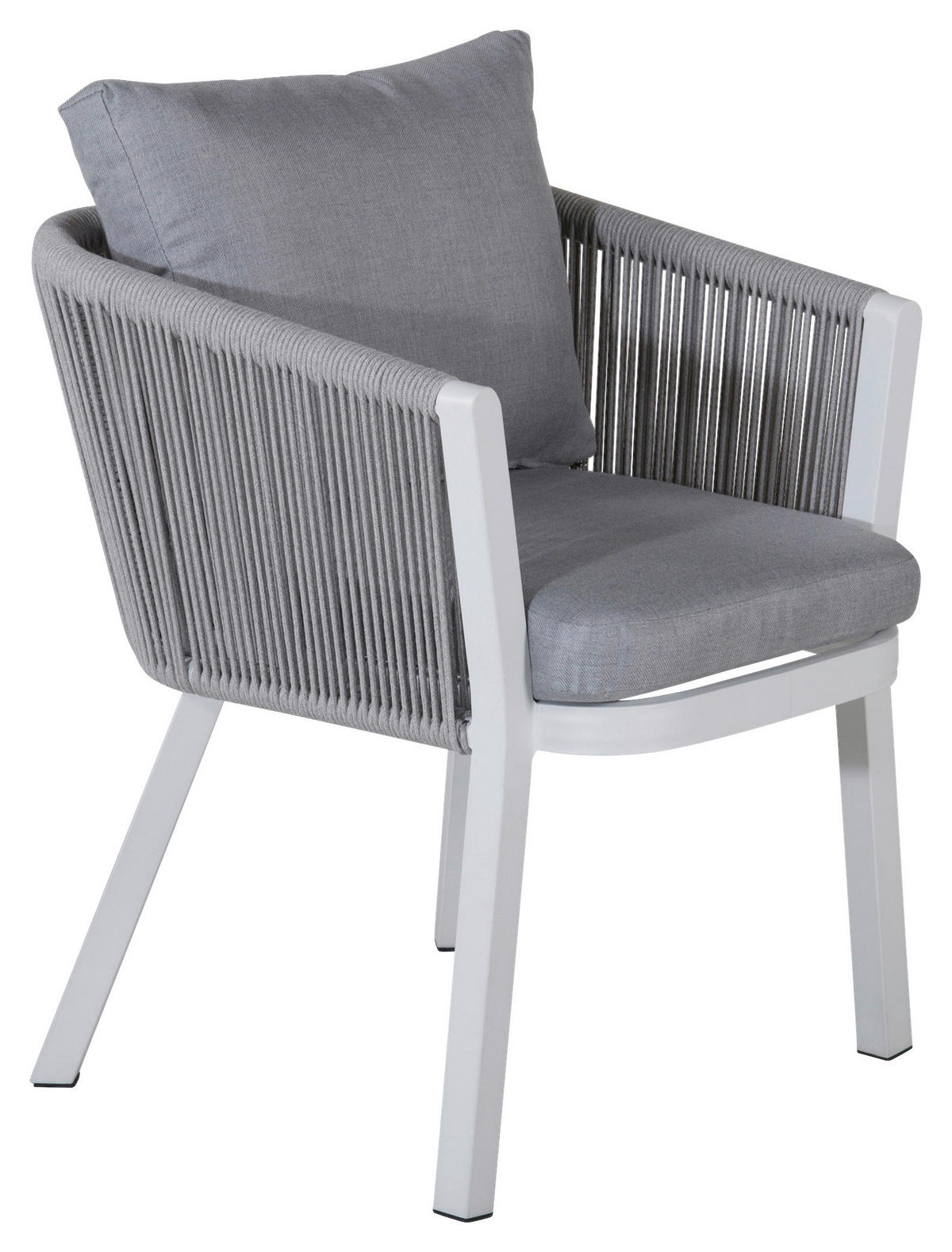 GARTENSTUHL-SET Metall, Textil Grau, Weiß  - Weiß/Grau, KONVENTIONELL, Textil/Metall (60/73/63cm) - Gardenson