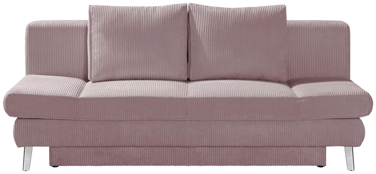 SCHLAFSOFA in Cord Rosa  - Chromfarben/Rosa, Design, Textil/Metall (200/85/90cm) - Xora