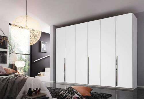 DREHTÜRENSCHRANK 301/223/60 cm 6-türig Weiß - Chromfarben/Weiß, Design, Holzwerkstoff/Metall (301/223/60cm) - home24