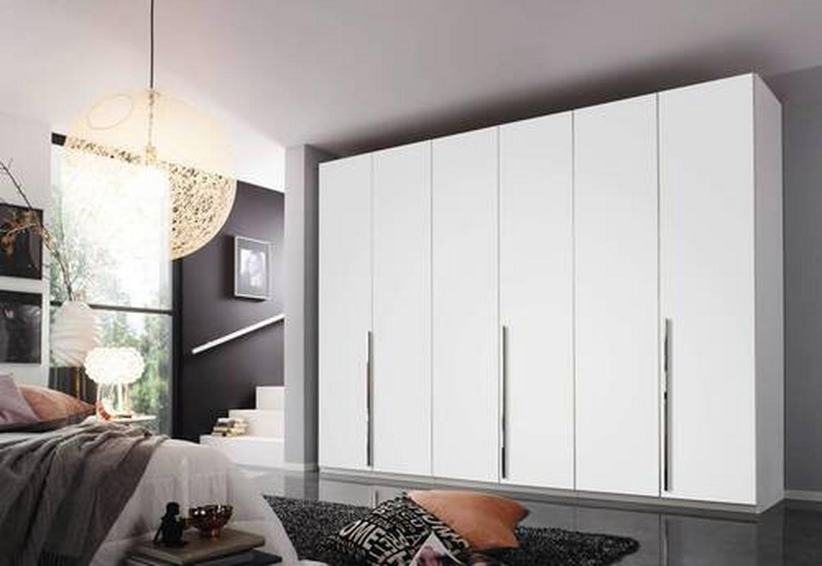 DREHTÜRENSCHRANK 301/223/60 cm 6-türig Weiß  - Chromfarben/Weiß, Design, Holzwerkstoff/Metall (301/223/60cm) - home24