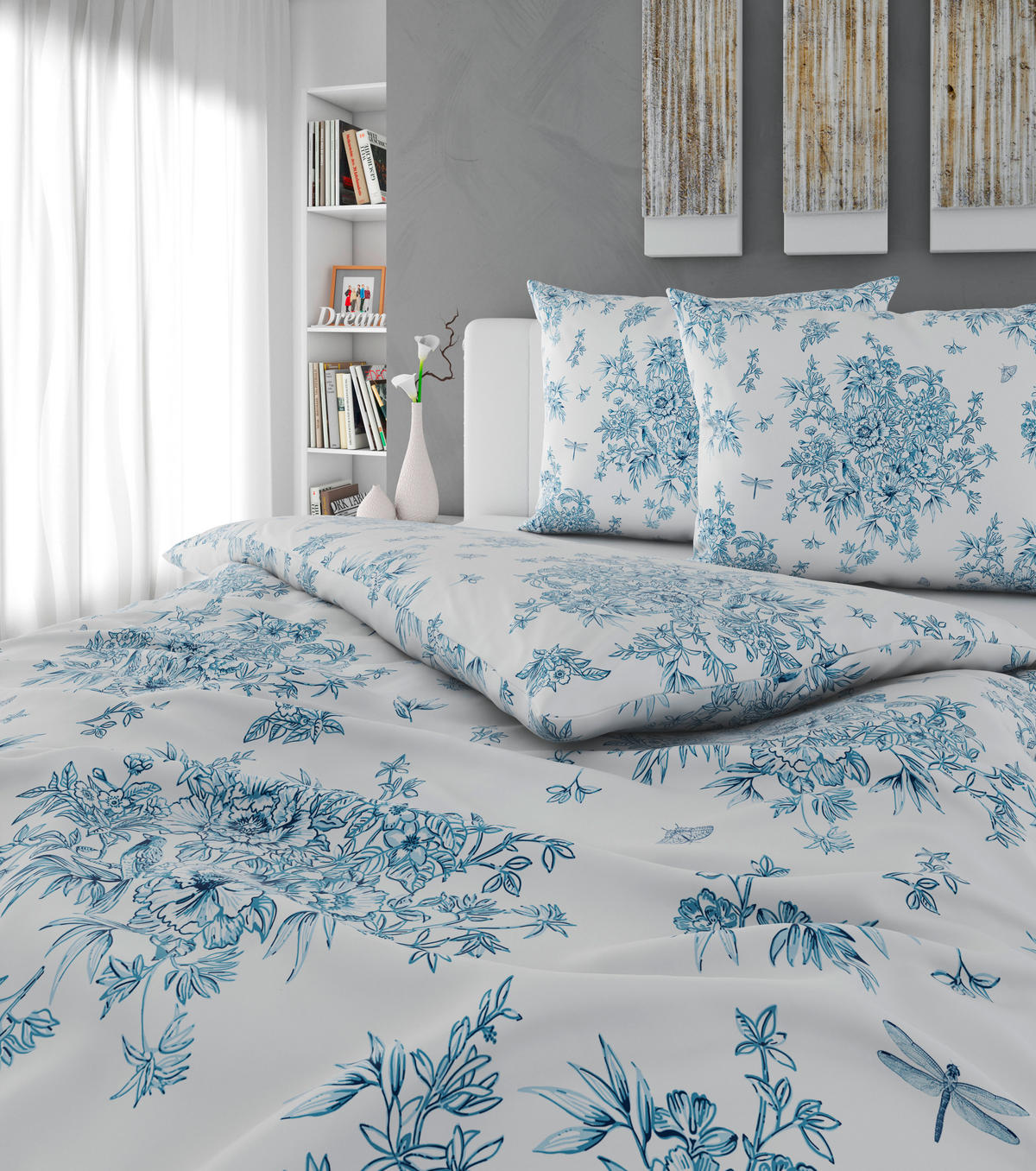 Lenjerie De Pat  - albastru/alb, Konventionell, textil (200/220cm) - Esposa