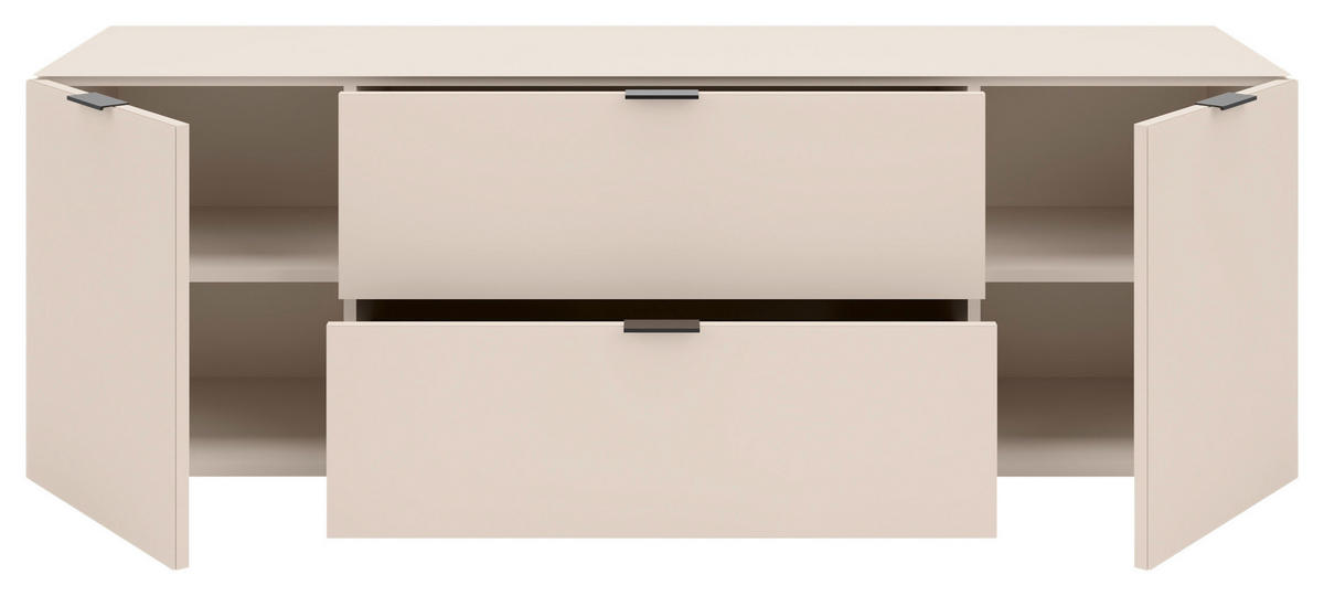 LOWBOARD  160/56/40 cm  - Kaschmir/Schwarz, Basics, Glas/Holzwerkstoff (160/56/40cm) - Novel