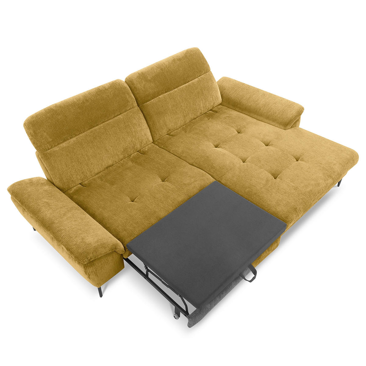 ECKSOFA  Webstoff Senfgelb  - Senfgelb/Schwarz, Design, Textil/Metall (268/195cm) - Livetastic