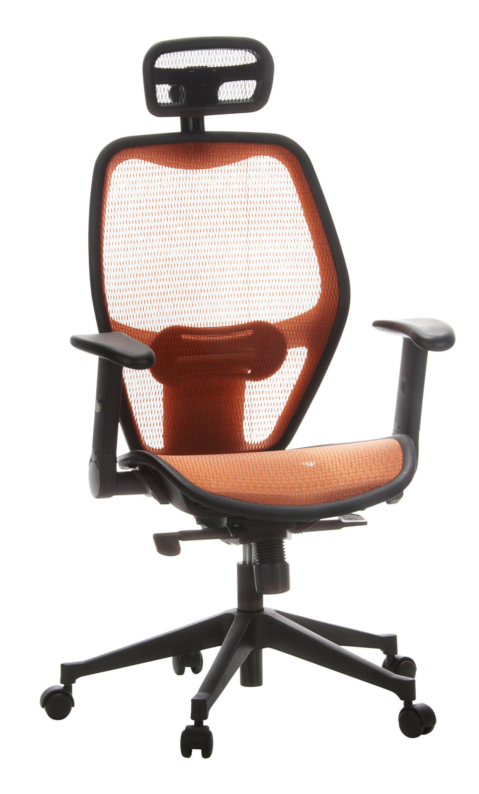 DREHSTUHL Netzbespannung Orange, Schwarz  - Schwarz/Orange, Basics, Kunststoff/Textil (59/117/48cm) - MID.YOU