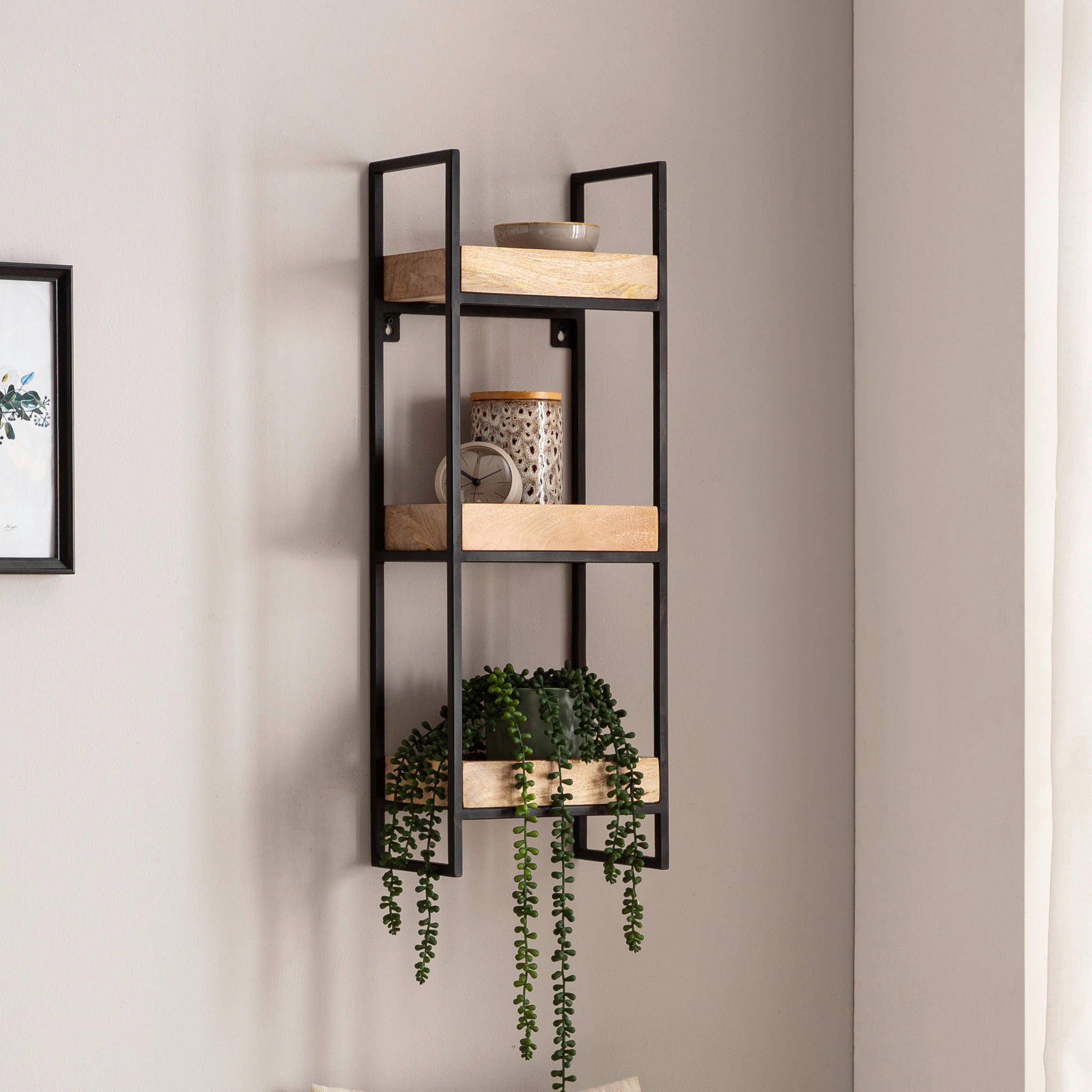 WANDREGAL 27/77/18 cm  - Schwarz/Braun, Lifestyle, Holz/Metall (27/77/18cm) - MID.YOU