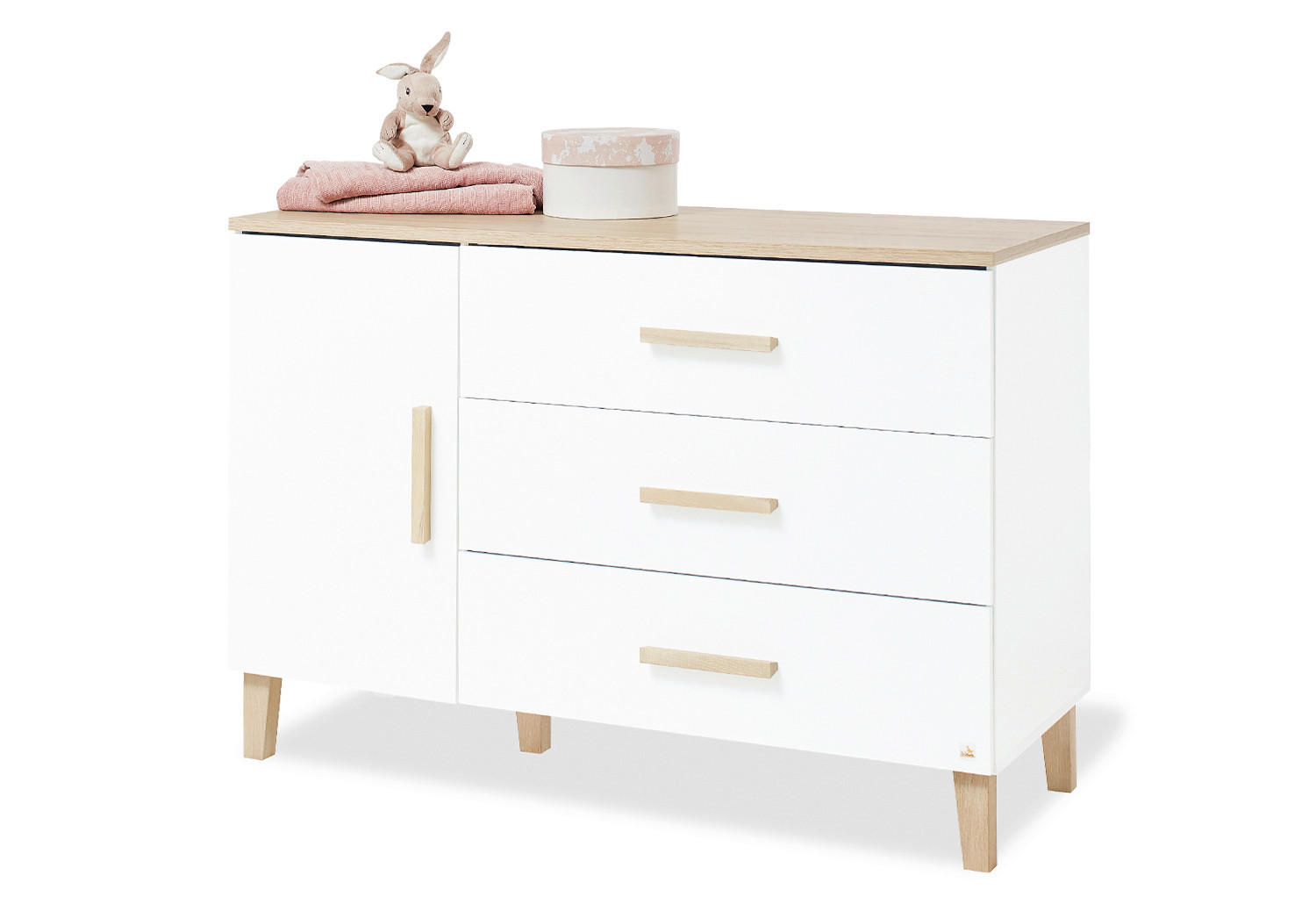 WICKELKOMMODE LUMI Weiß, Eichefarben  - Eichefarben/Weiß, Basics, Holz/Holzwerkstoff (136/101/77cm) - Pinolino