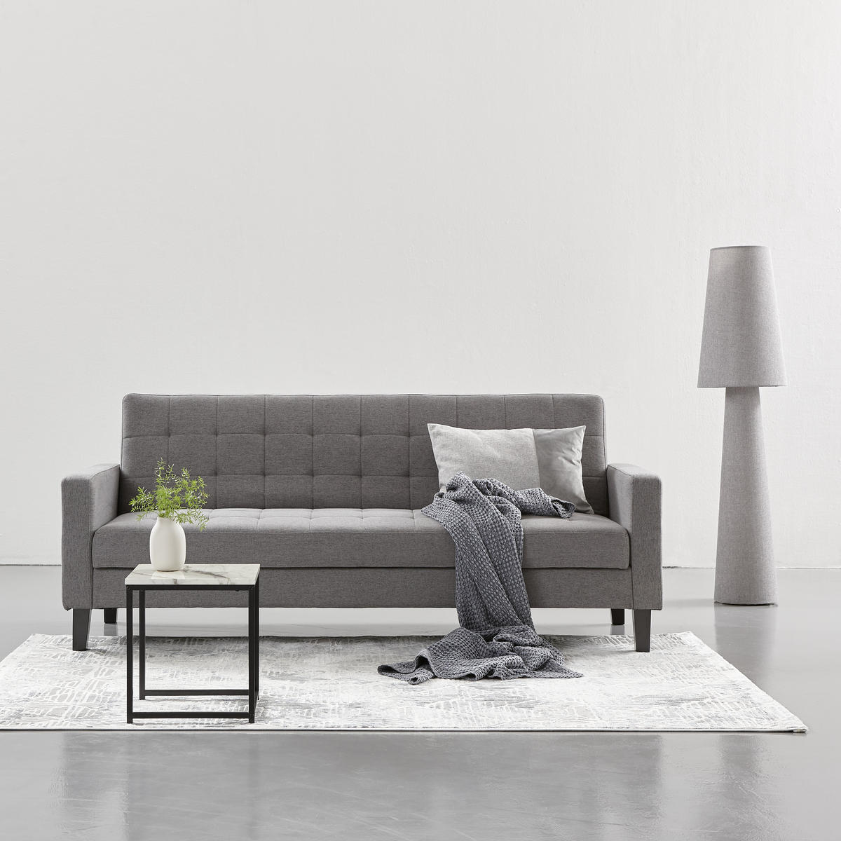 SCHLAFSOFA in Webstoff Dunkelgrau  - Dunkelgrau/Schwarz, Design, Holz/Textil (204/81/85cm) - Livetastic