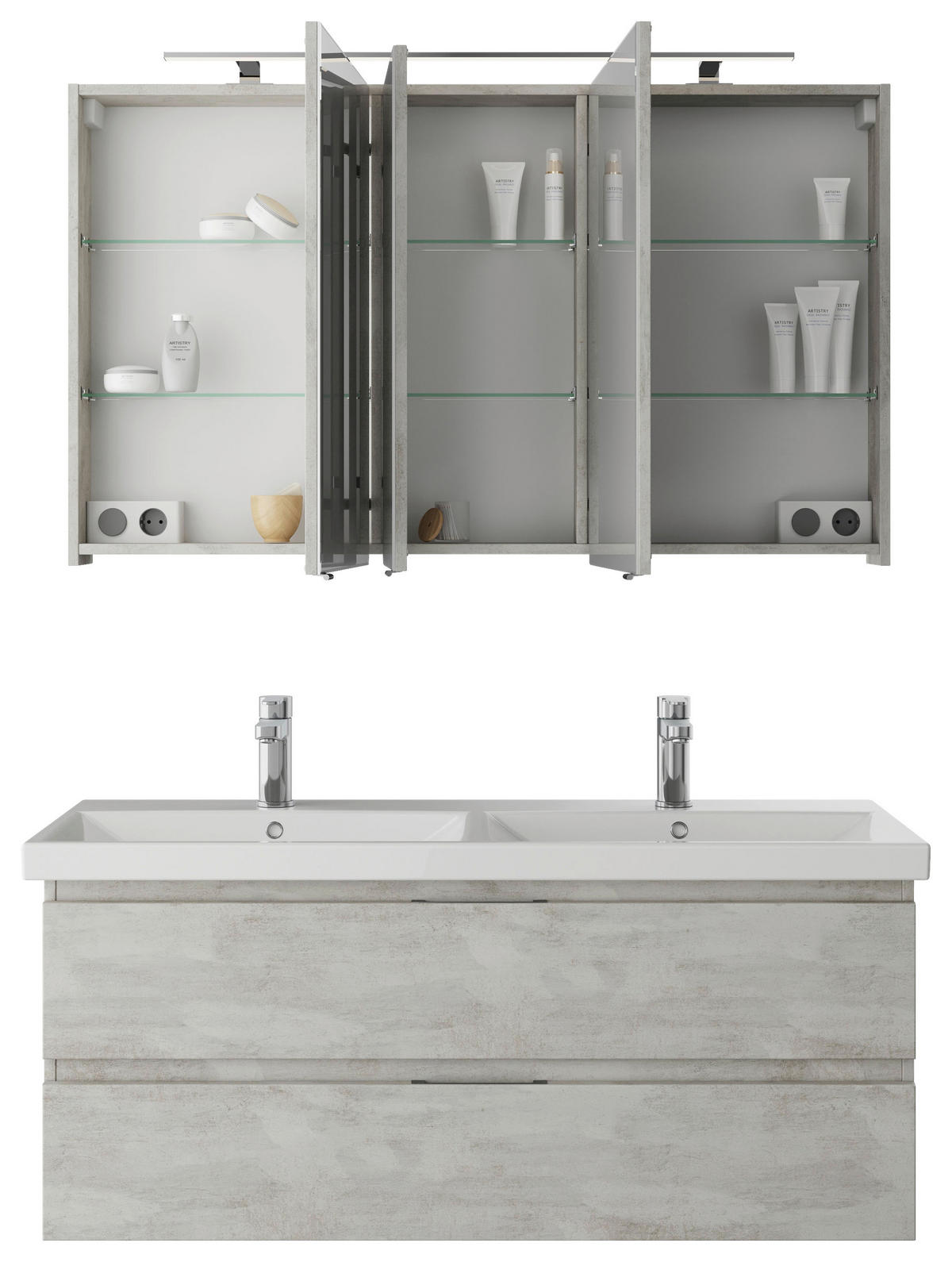 BADEZIMMER  in 120 cm  - Weiß/Grau, KONVENTIONELL, Holzwerkstoff (120cm) - Pelipal