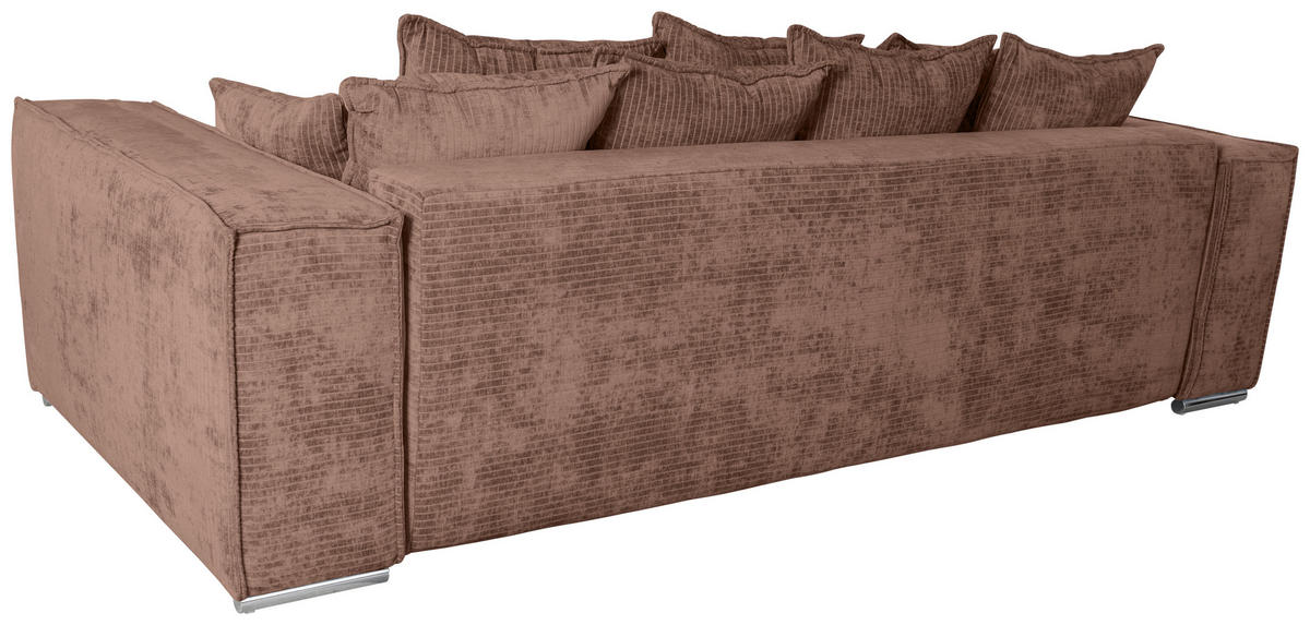 BIGSOFA Flachgewebe Altrosa  - Chromfarben/Altrosa, KONVENTIONELL, Textil/Metall (256/68/122cm) - Carryhome