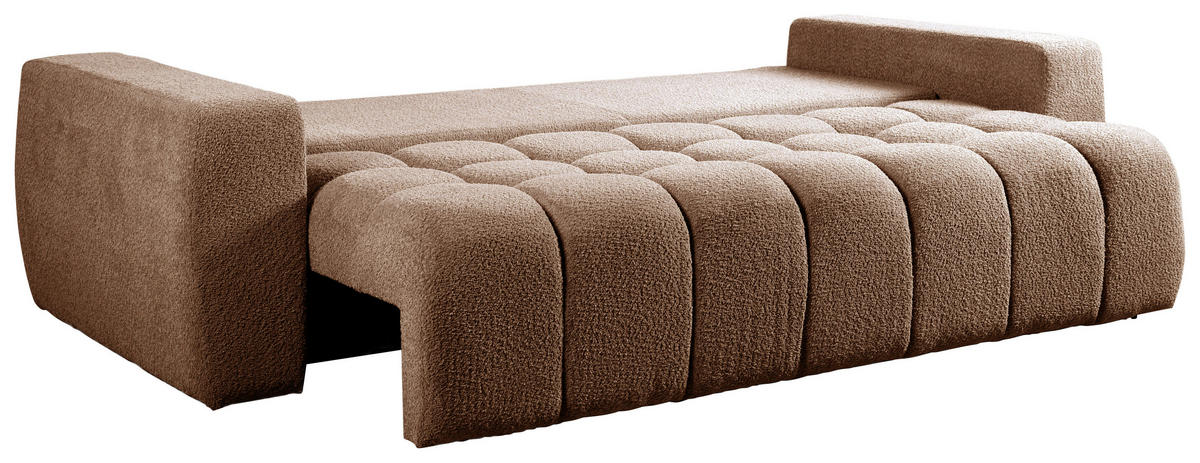 SCHLAFSOFA  mit Liegefunktion, Schlafen auf Sitzhöhe Struktur, Bouclé Altrosa  - Schwarz/Altrosa, Basics, Kunststoff/Textil (250/86/140cm) - Livetastic