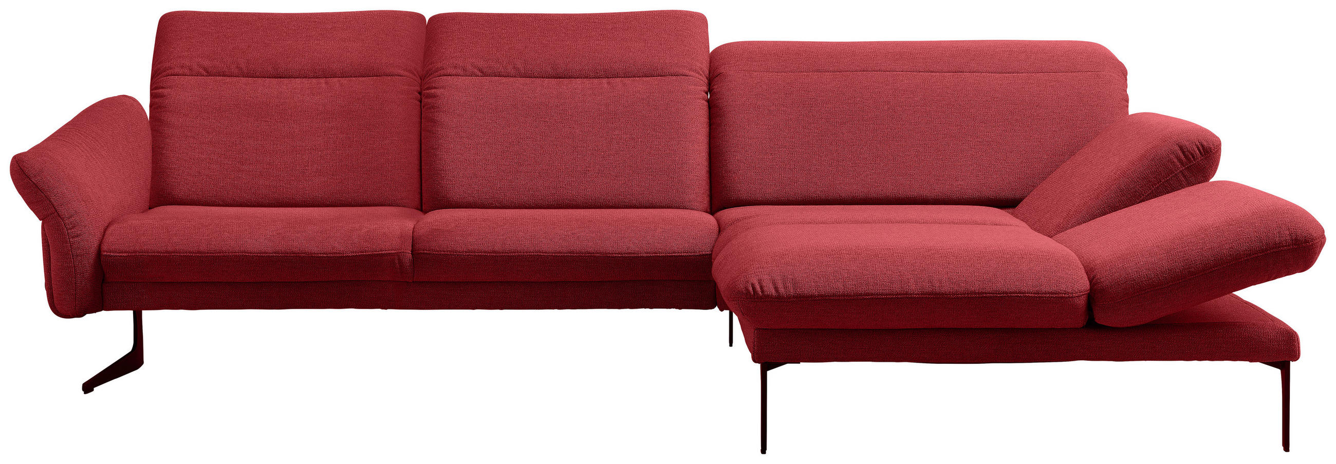 ECKSOFA in Webstoff Rot  - Anthrazit/Rot, Design, Textil/Metall (299/203cm) - Himolla