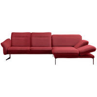 ECKSOFA in Webstoff Rot  - Anthrazit/Rot, Design, Textil/Metall (299/203cm) - Himolla
