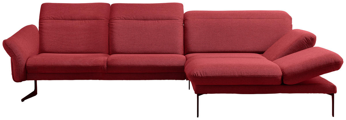 ECKSOFA in Webstoff Rot  - Anthrazit/Rot, Design, Textil/Metall (299/203cm) - Himolla