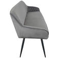 SITZBANK 163/83/63 cm Samt Grau, Schwarz  - Schwarz/Grau, Design, Textil/Metall (163/83/63cm) - Novel