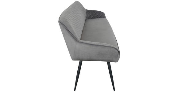 SITZBANK 163/83/63 cm Samt Grau, Schwarz  - Schwarz/Grau, Design, Textil/Metall (163/83/63cm) - Novel