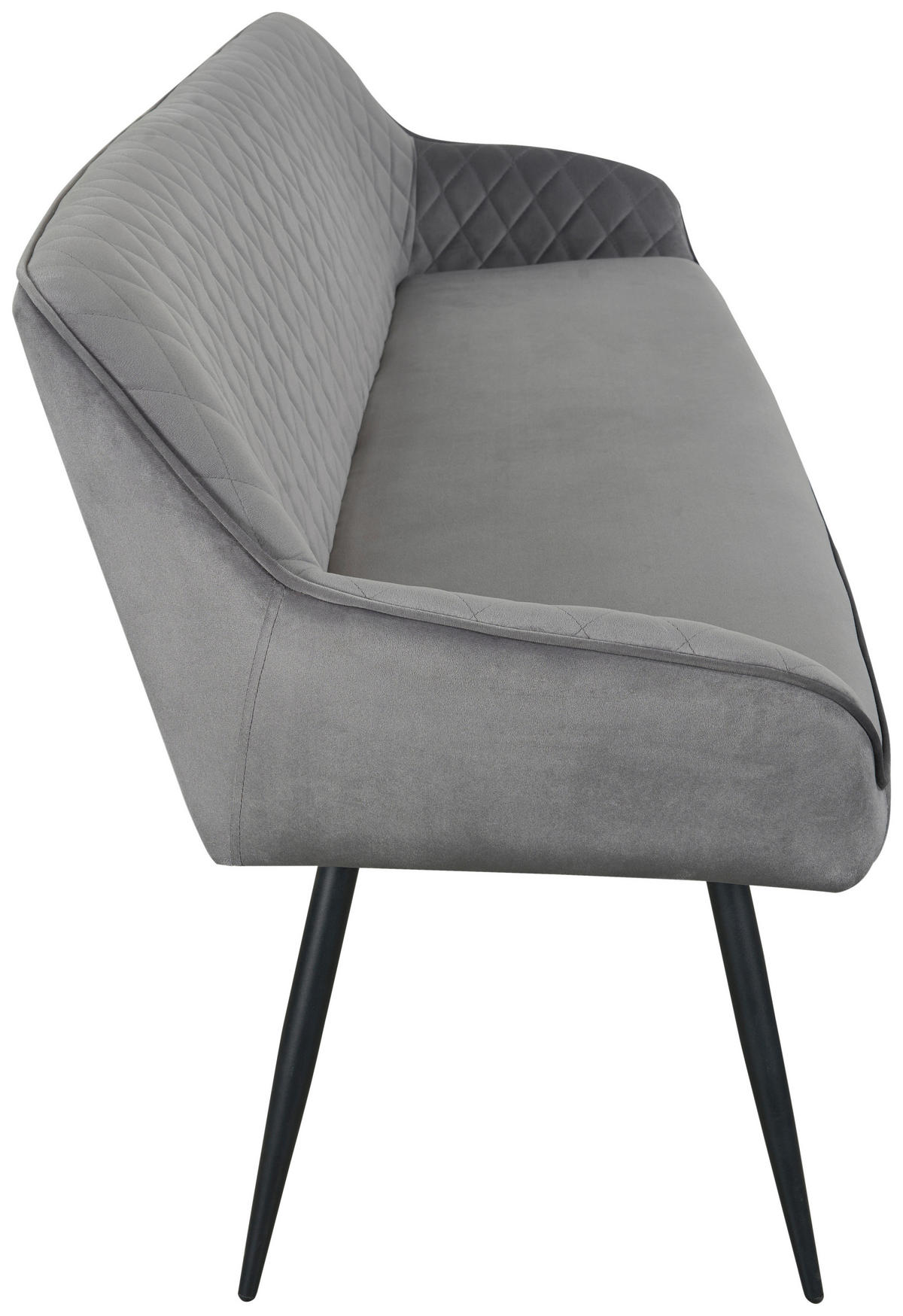 SITZBANK 163/83/63 cm Samt Grau, Schwarz  - Schwarz/Grau, Design, Textil/Metall (163/83/63cm) - Novel