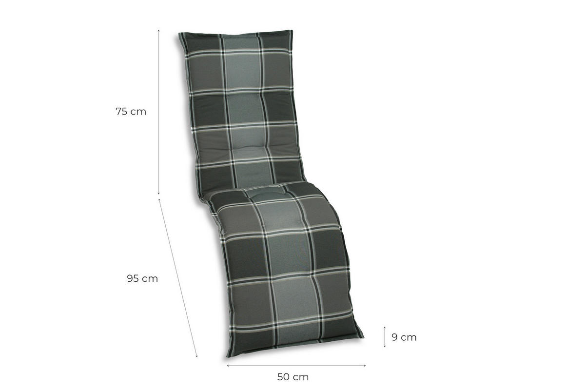 RELAXSESSELAUFLAGE in Grau Karo  - Grau, Basics, Textil (50/9/170cm)