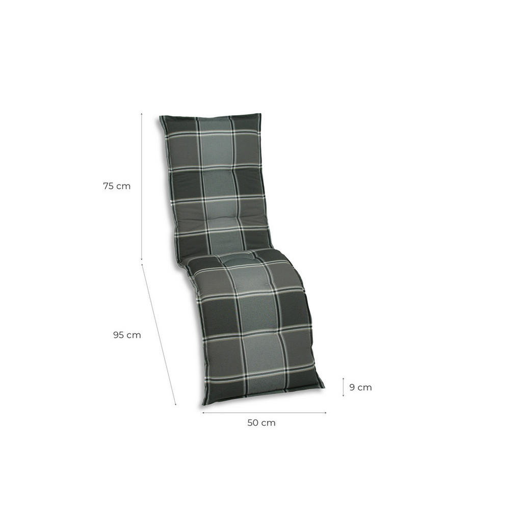 Thumbnail - Relaxsesselauflage, Grau, Textil, Karo, Füllung: Vlies, Schaumstoff, 50x9x170 cm, Oeko-Tex® Standard 100, pflegeleicht, ...