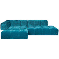 ECKSOFA in Velours Petrol  215/297 cm  - Petrol/Schwarz, Trend, Kunststoff/Textil (215/297cm) - Bretz