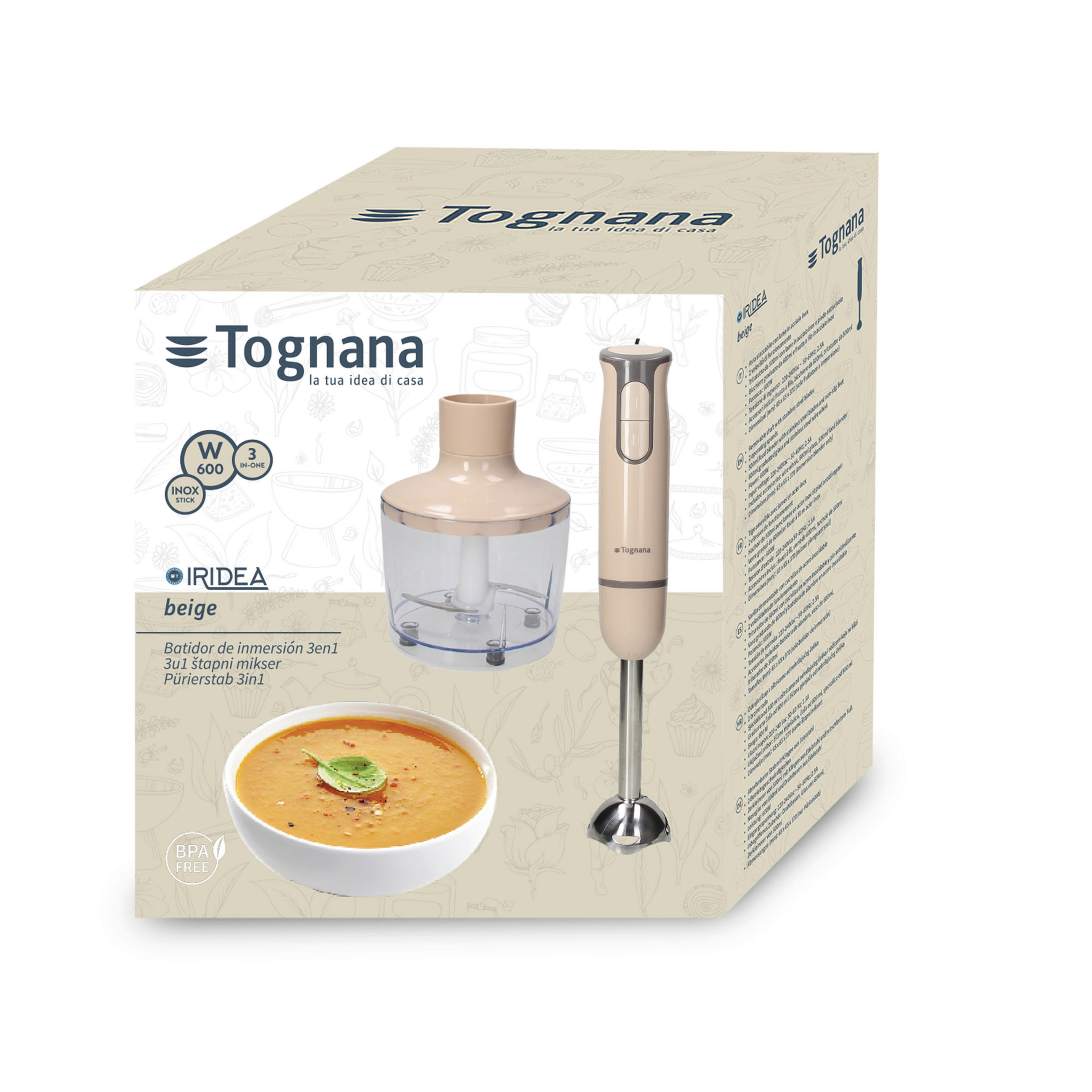 ŠTAPNI MIKSER Iridea Beige  - bež, Basics, metal/plastika (37/6.5cm) - Tognana