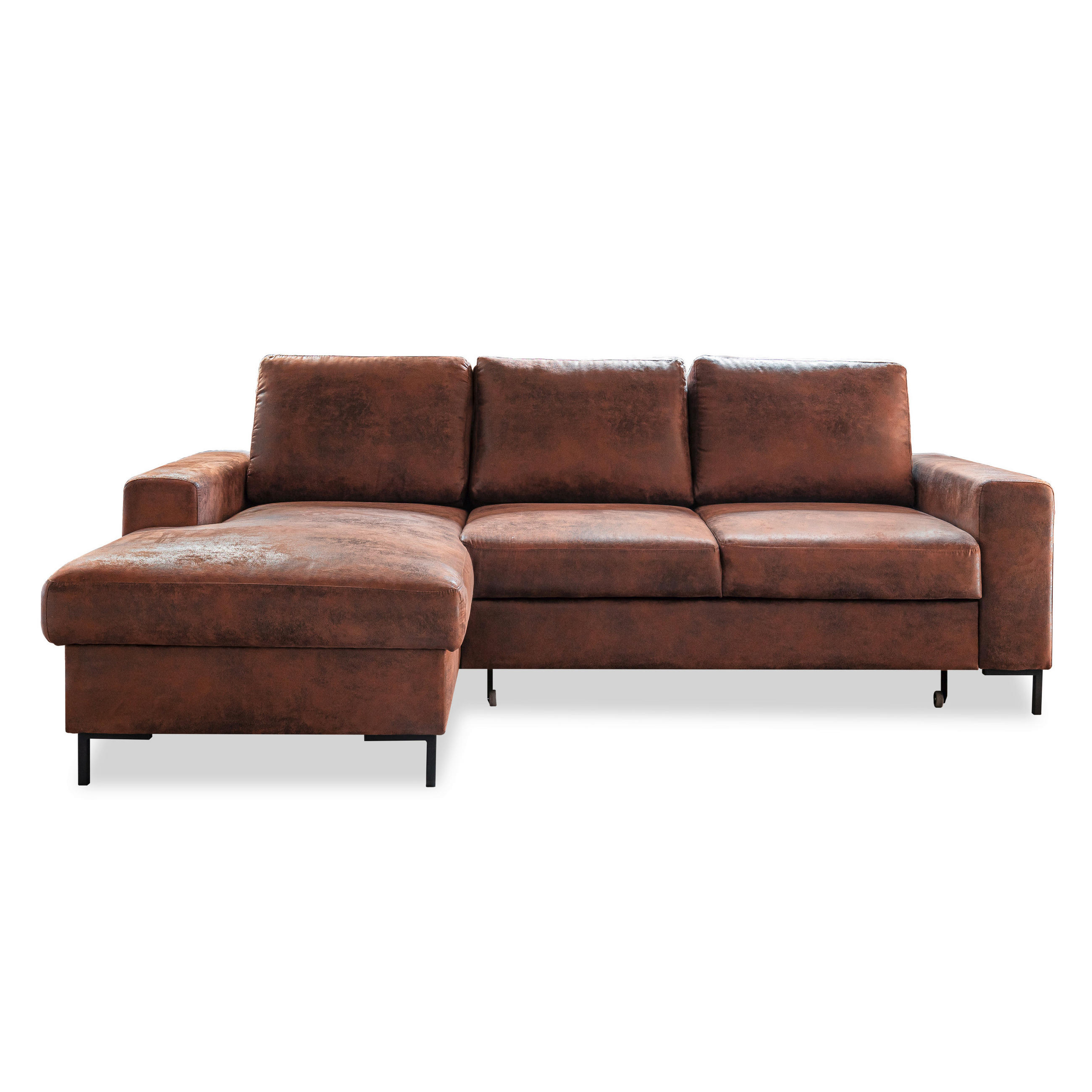 HÖRNSOFFA i brun  - brun/svart, Modern, metall/textil (149/236cm) - MID.YOU