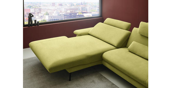 ECKSOFA  in Chenille, Flachgewebe Hellgrün  180/284 cm  - Schwarz/Hellgrün, Design, Textil/Metall (180/284cm) - Dieter Knoll