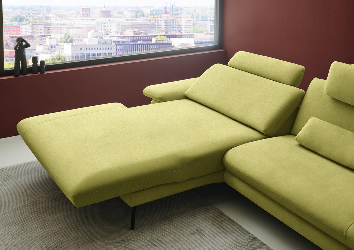 ECKSOFA Chenille, Flachgewebe Hellgrün  - Schwarz/Hellgrün, Design, Textil/Metall (180/284cm) - Dieter Knoll
