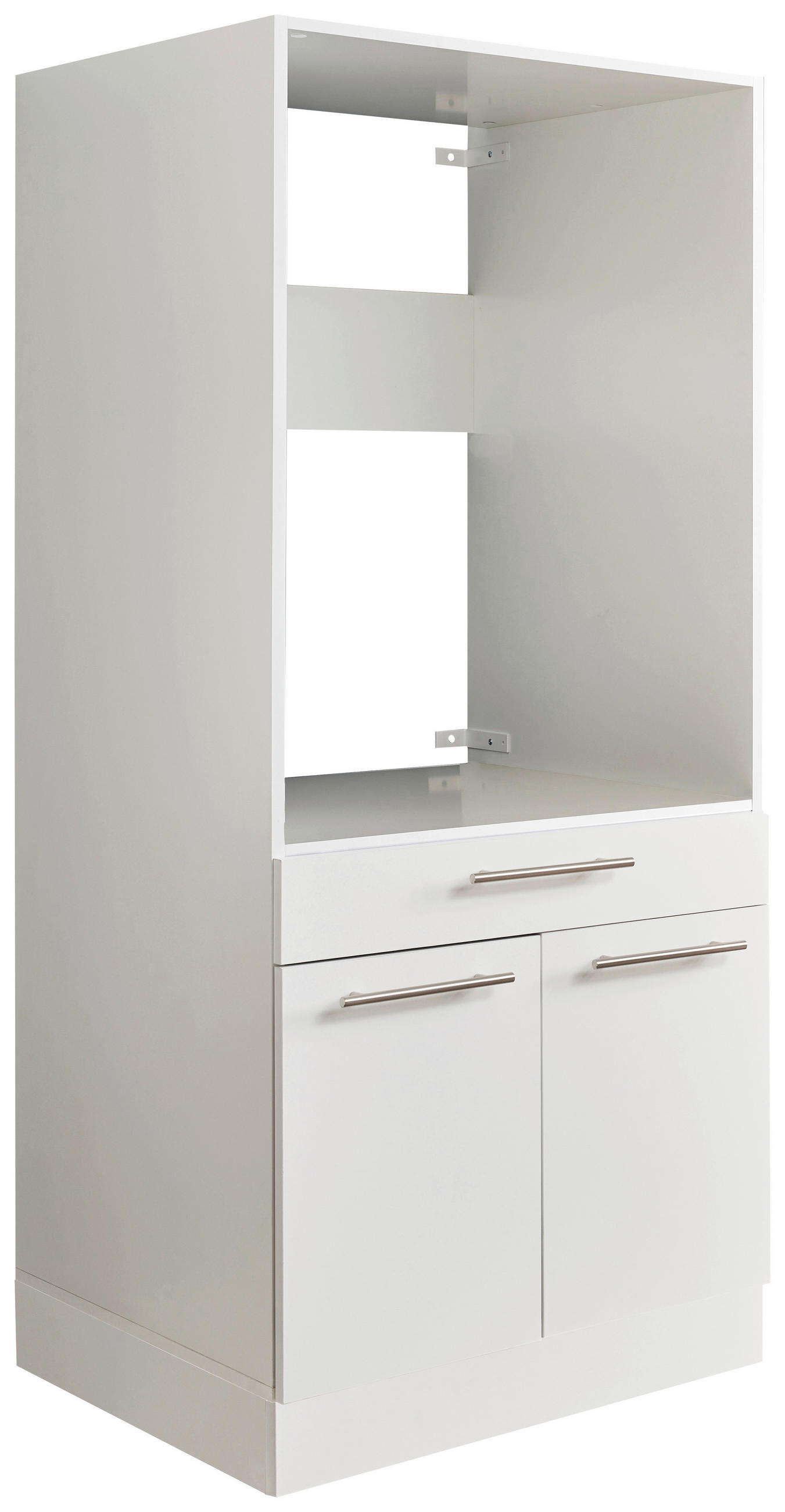 WASCHMASCHINENSCHRANK 67,5/162/67,5 cm  in Weiß  - Silberfarben/Schwarz, Design, Holzwerkstoff/Kunststoff (67,5/162/67,5cm)