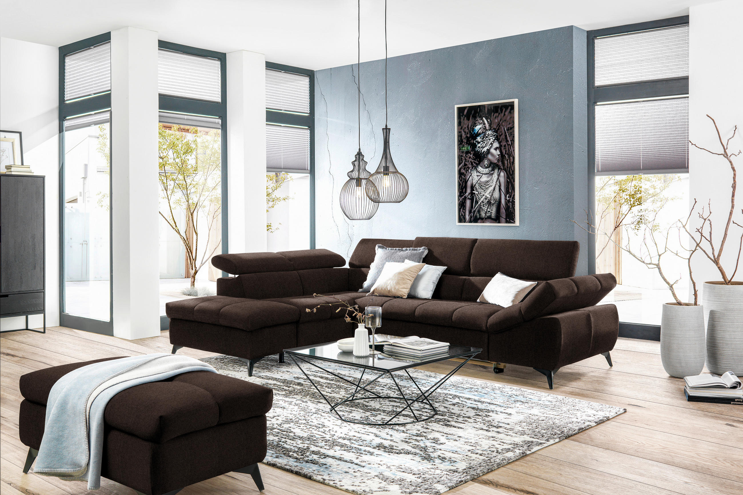 ECKSOFA in Mikrofaser Dunkelbraun  - Dunkelbraun/Schwarz, Design, Kunststoff/Textil (210/279cm) - Livetastic
