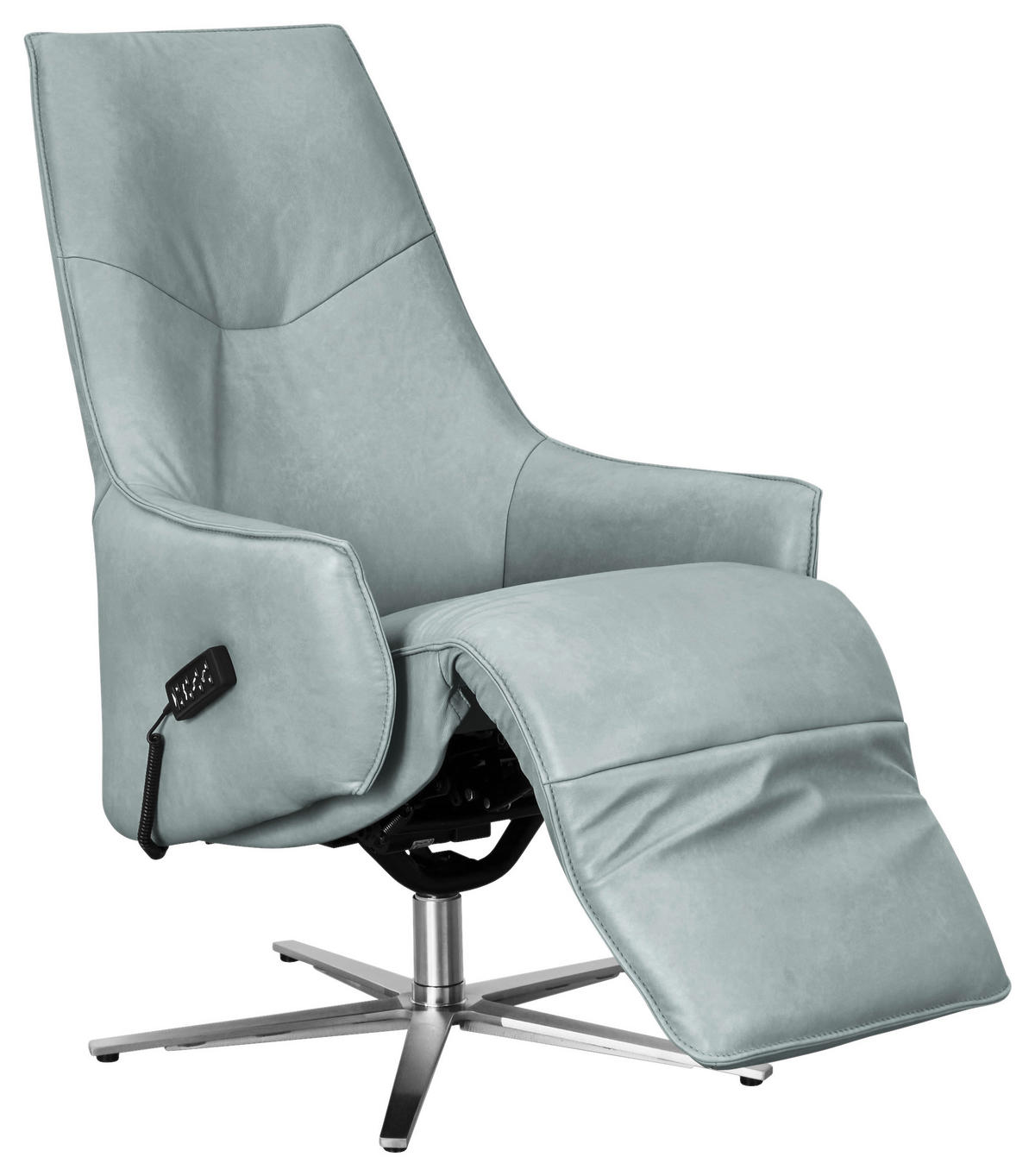 RELAXSESSEL in Leder Hellblau  - Edelstahlfarben/Hellblau, Design, Leder/Metall (70/120/88cm) - Himolla Komfortklass