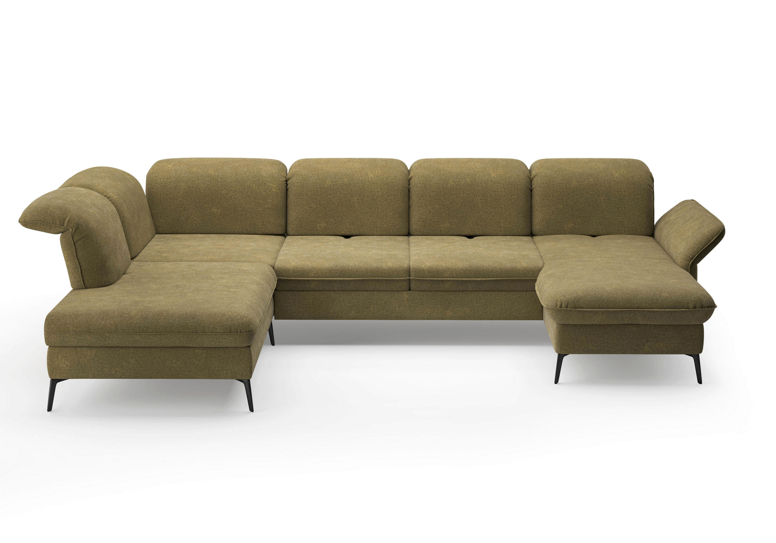WOHNLANDSCHAFT in Flachgewebe Olivgrün  - Schwarz/Olivgrün, KONVENTIONELL, Textil/Metall (231/359/198cm) - Sit & More