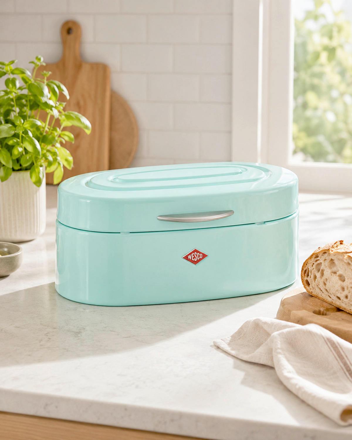 BROTKASTEN - Minttürkis, KONVENTIONELL, Metall (22,5/13,6/10cm) - Wesco