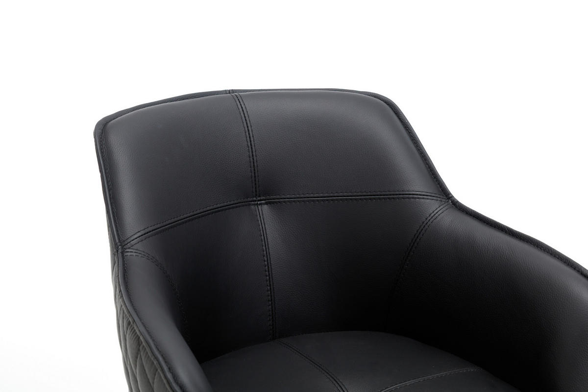 ARMLEHNSTUHL  Sitzfläche 180° drehbar, automatische Rückholfunktion Mikrofaser Echtleder  - Schwarz, MODERN, Leder/Textil (59/82/62cm) - MID.YOU