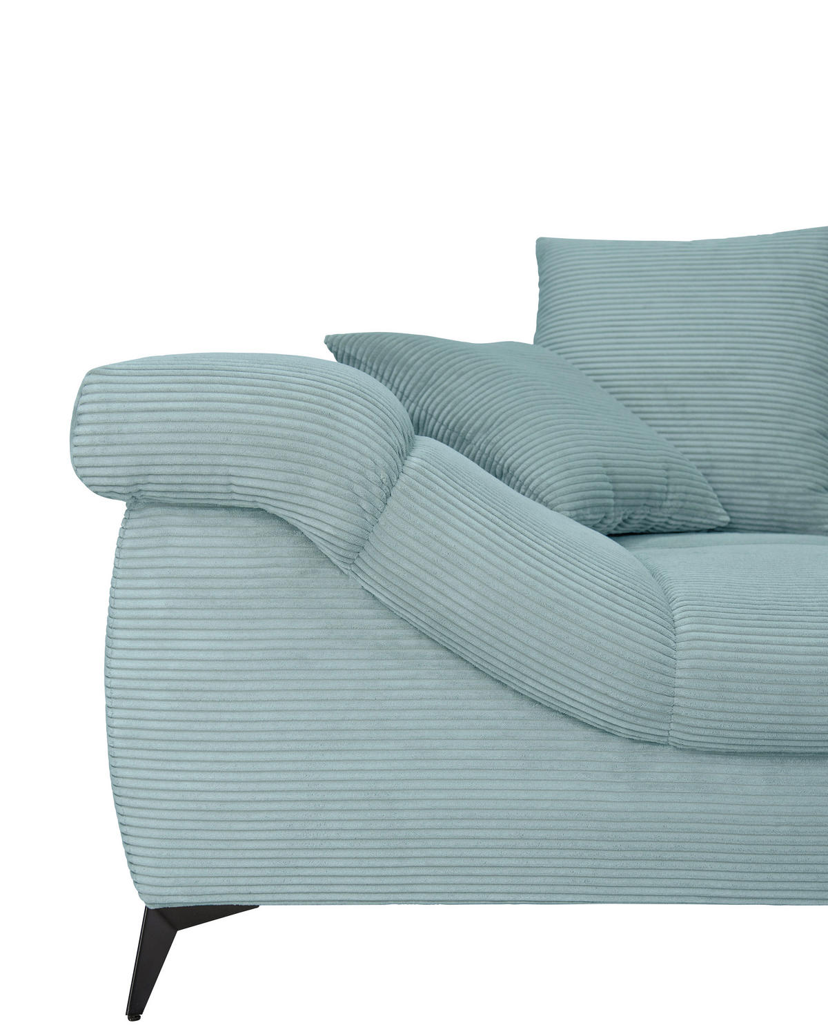 ECKSOFA Blaugrau Cord Rückenkissen, Armlehnenkissen, Rücken echt  - Blaugrau/Schwarz, KONVENTIONELL, Textil/Metall (332/231cm) - Carryhome
