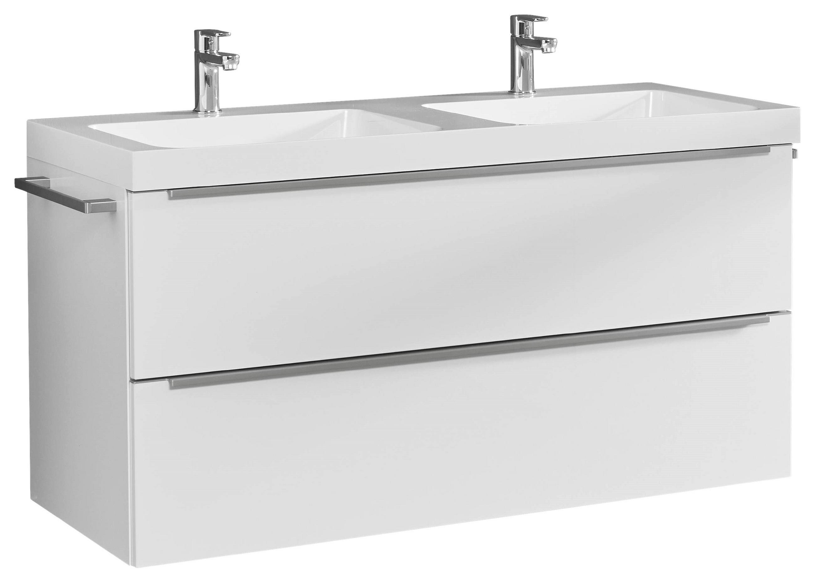 WASCHTISCHKOMBI 121 cm  - Edelstahlfarben/Weiß Hochglanz, MODERN, Holzwerkstoff/Stein (121cm) - Celina Home