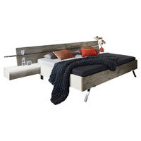 BETTANLAGE - Eichefarben/Weiß, Design, Holz (180/200cm) - Valdera