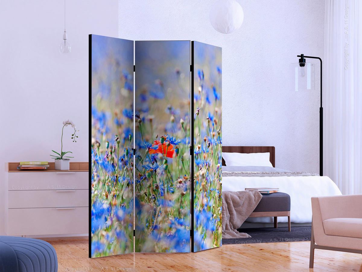 SKÄRMVÄGG  i trä, textil  ljusblå, ljusgrön  - ljusgrön/ljusblå, Basics, trä/textil (135/172/3cm) - artgeist