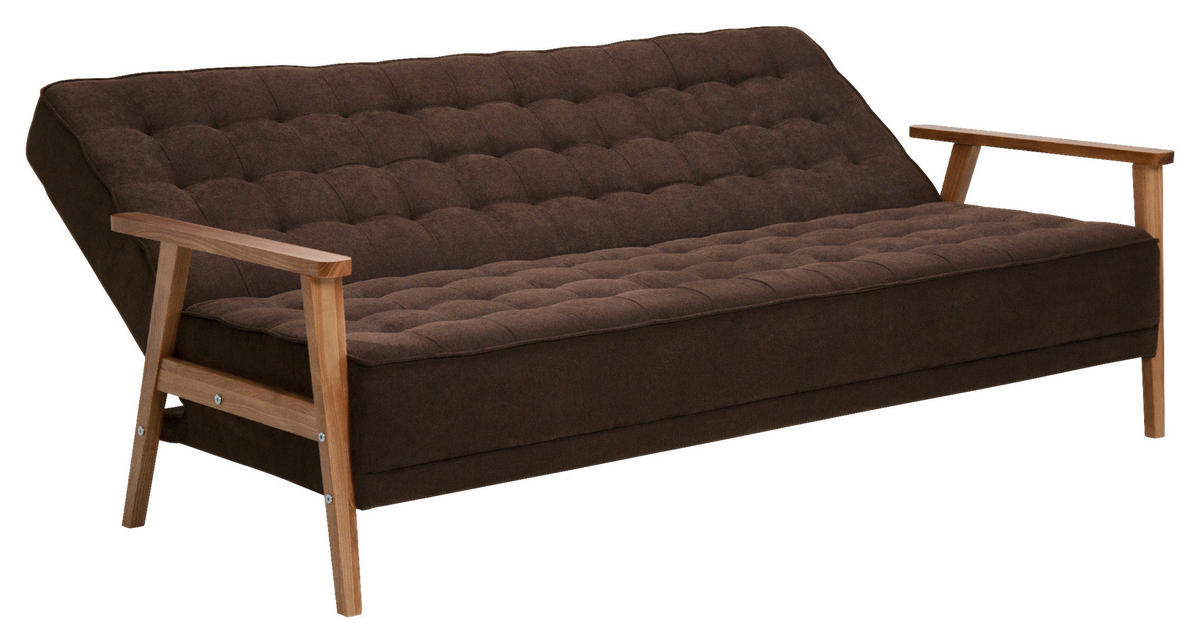 SCHLAFSOFA in Textil Braun  - Eschefarben/Naturfarben, Design, Holz/Textil (202/95/95cm) - P & B