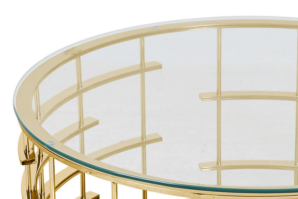 COUCHTISCH in Metall, Glas 90/90/42 cm  - Goldfarben, Design, Glas/Metall (90/90/42cm) - Livetastic
