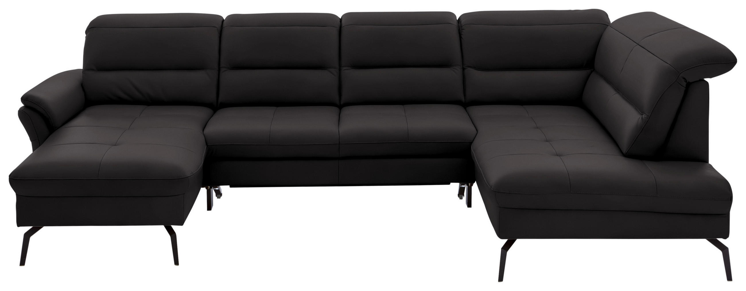 WOHNLANDSCHAFT in Echtleder Schwarz  - Schwarz, Design, Leder/Metall (181/336/206cm) - Beldomo Speed