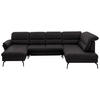 WOHNLANDSCHAFT in Echtleder Schwarz  - Schwarz, Design, Leder/Metall (181/336/206cm) - Beldomo Speed