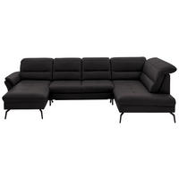 WOHNLANDSCHAFT in Echtleder Schwarz  - Schwarz, Design, Leder/Metall (181/336/206cm) - Beldomo Speed