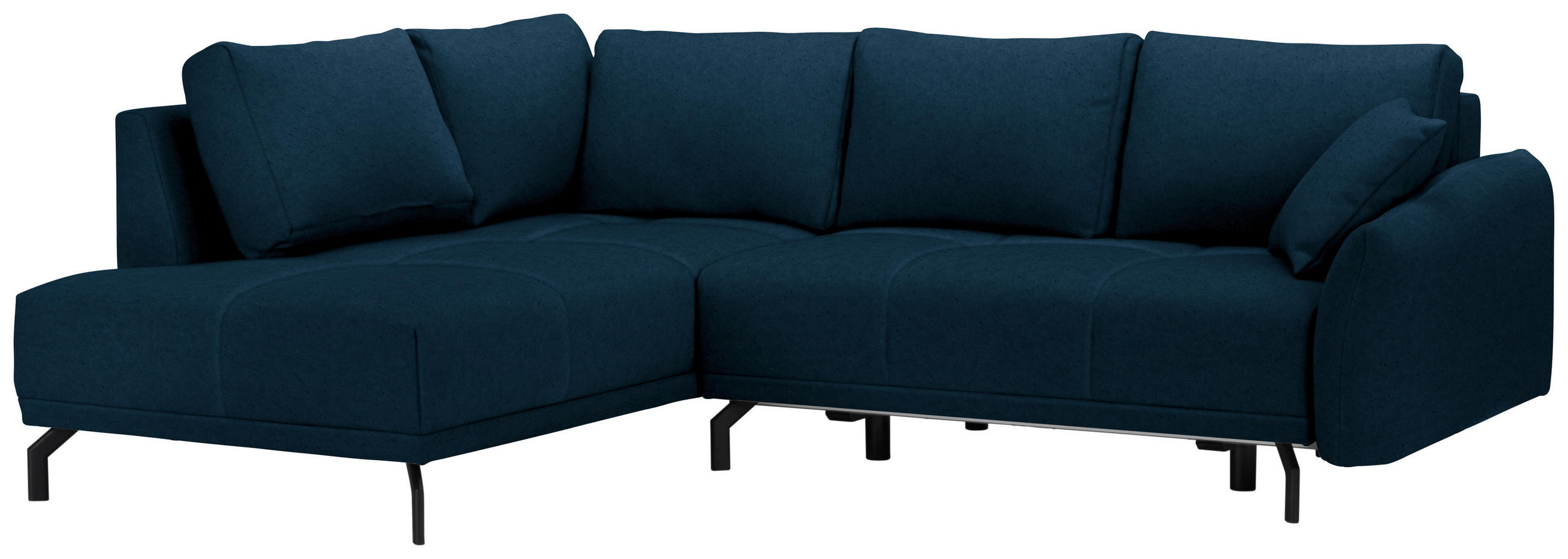 ECKSOFA Dunkelblau Samt  - Schwarz/Dunkelblau, LIFESTYLE, Textil/Metall (191/250cm) - Carryhome